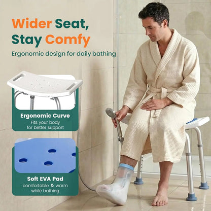 Padded Shower Stool with Adjustable Height & Shower Head Holder EldyCare
