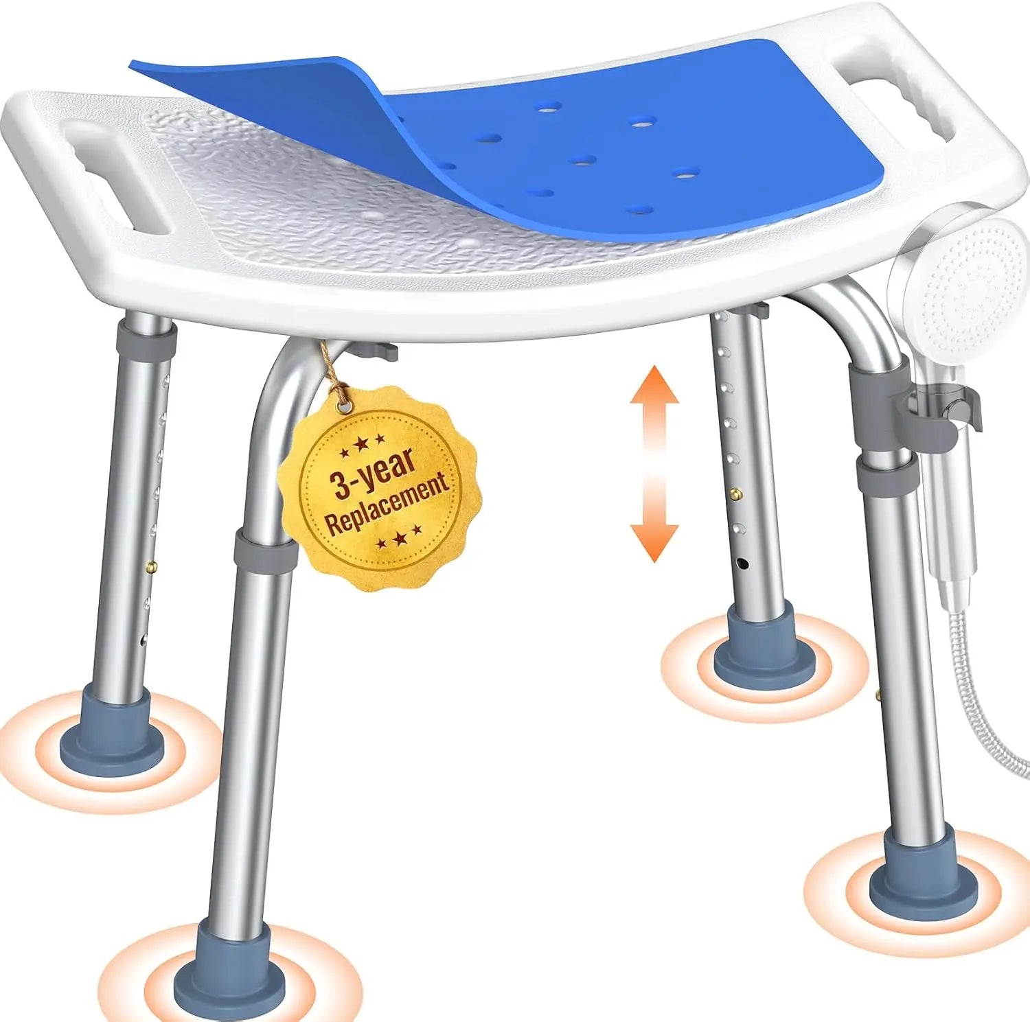 Padded Shower Stool with Adjustable Height & Shower Head Holder Joey&Viggy