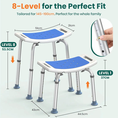 Padded Shower Stool with Adjustable Height & Shower Head Holder EldyCare