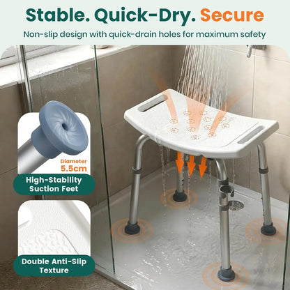Padded Shower Stool with Adjustable Height & Shower Head Holder EldyCare