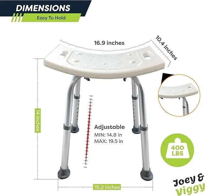 Non-Slip Light Weight with Adjustable Height Shower Stool Joey&Viggy