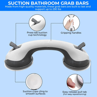 Suction Grab Rail For Bathroom 30 cm Max Hold 100 kg Pack of 2 EldyCare